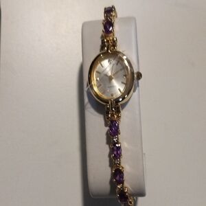 Rare Avon Diamond Amethyst Bracelet Watch Large